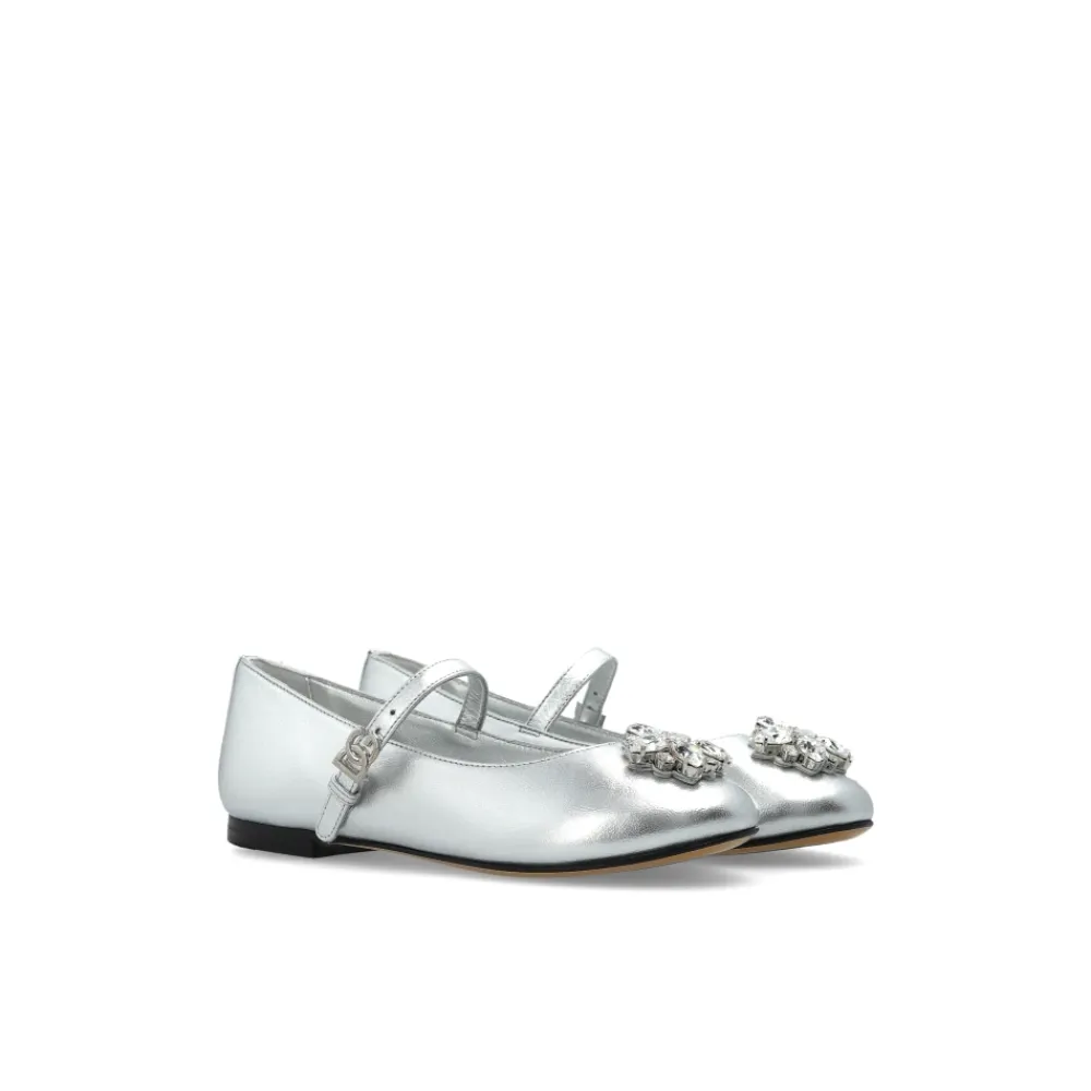 Ballerinasko<Dolce & Gabbana Nappa Læder Ballerinasko med Broche Grå