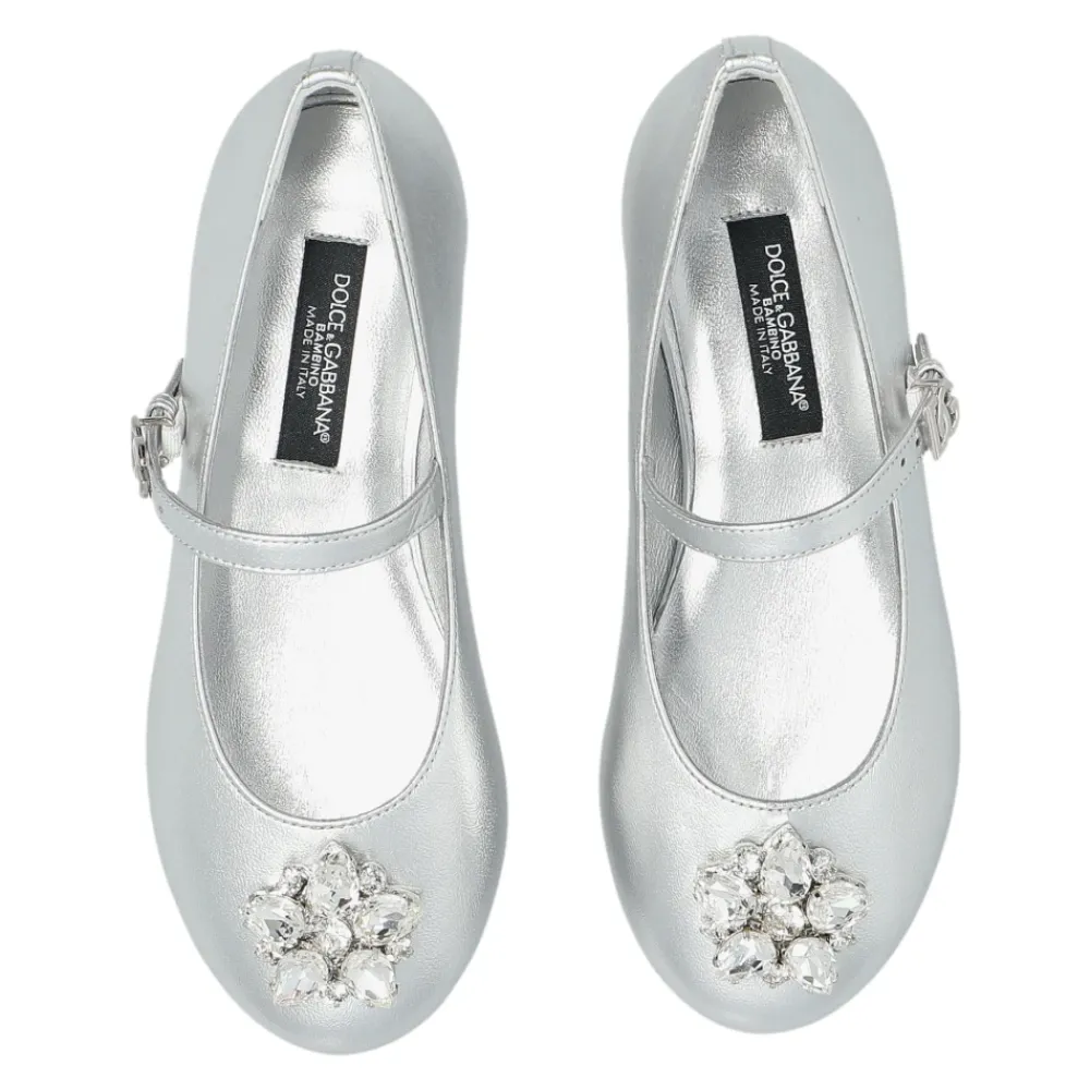 Ballerinasko<Dolce & Gabbana Nappa Læder Ballerinasko med Broche Grå