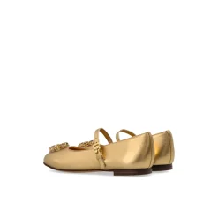 Ballerinasko<Dolce & Gabbana Nappa Læder Ballerinasko med Brocher Gul