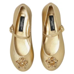 Ballerinasko<Dolce & Gabbana Nappa Læder Ballerinasko med Brocher Gul