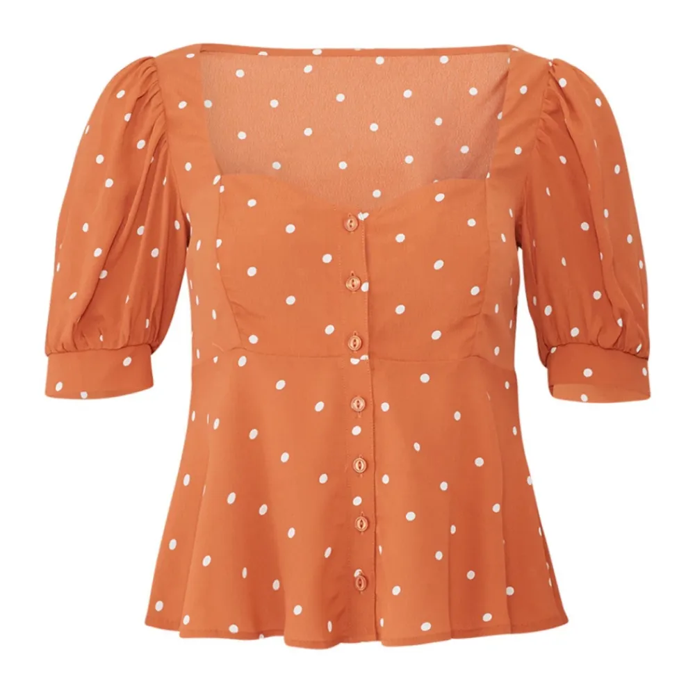 Bluser & Skjorter^For Love & Lemons Natalia Dot Blouse Orange