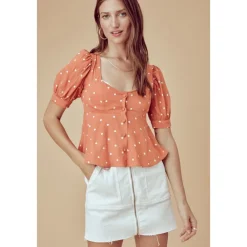 Bluser & Skjorter^For Love & Lemons Natalia Dot Blouse Orange