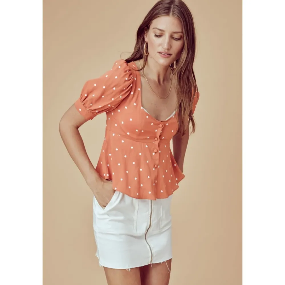 Bluser & Skjorter^For Love & Lemons Natalia Dot Blouse Orange