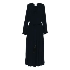 Kjoler<Forte Forte Navy Blue Slips Hals Kjole Blå