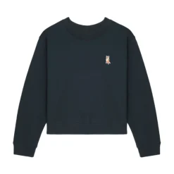 Sweatshirts<Maison Kitsuné Navy Fox Broderet Crew Neck Sweater Blå