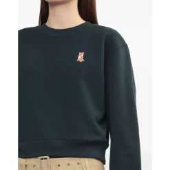 Sweatshirts<Maison Kitsuné Navy Fox Broderet Crew Neck Sweater Blå