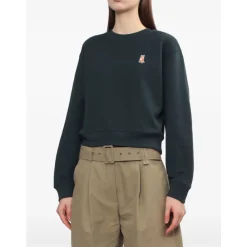 Sweatshirts<Maison Kitsuné Navy Fox Broderet Crew Neck Sweater Blå