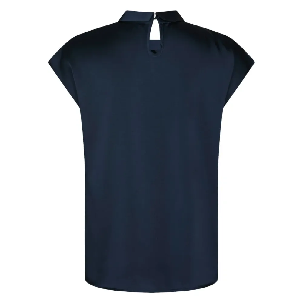 Bluser & Skjorter<Neo Noir Navy Satin Drapy Bluse Blå