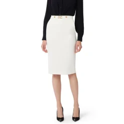 Nederdele<Elisabetta Franchi Nederdel i crepe stof med juvel logo Hvid