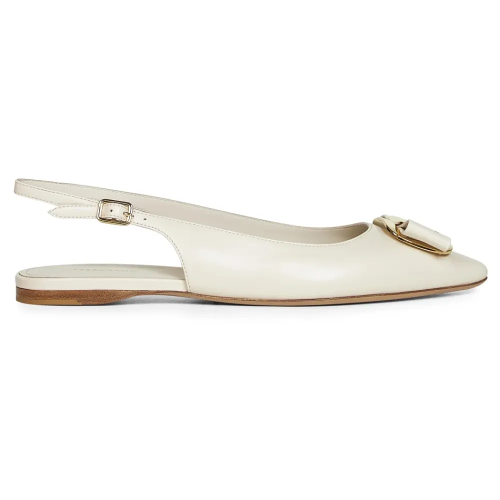 Ballerina Sko^Ferragamo New Vara Plate Ballet Flat Hvid
