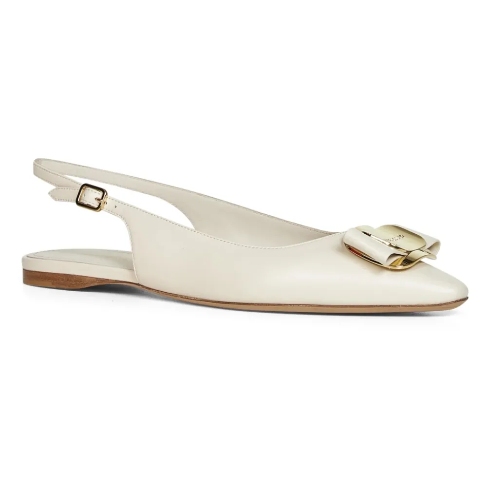 Ballerina Sko^Ferragamo New Vara Plate Ballet Flat Hvid