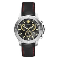 Ure^Versace NY CHRONO Læder Chronograph Ur Grå