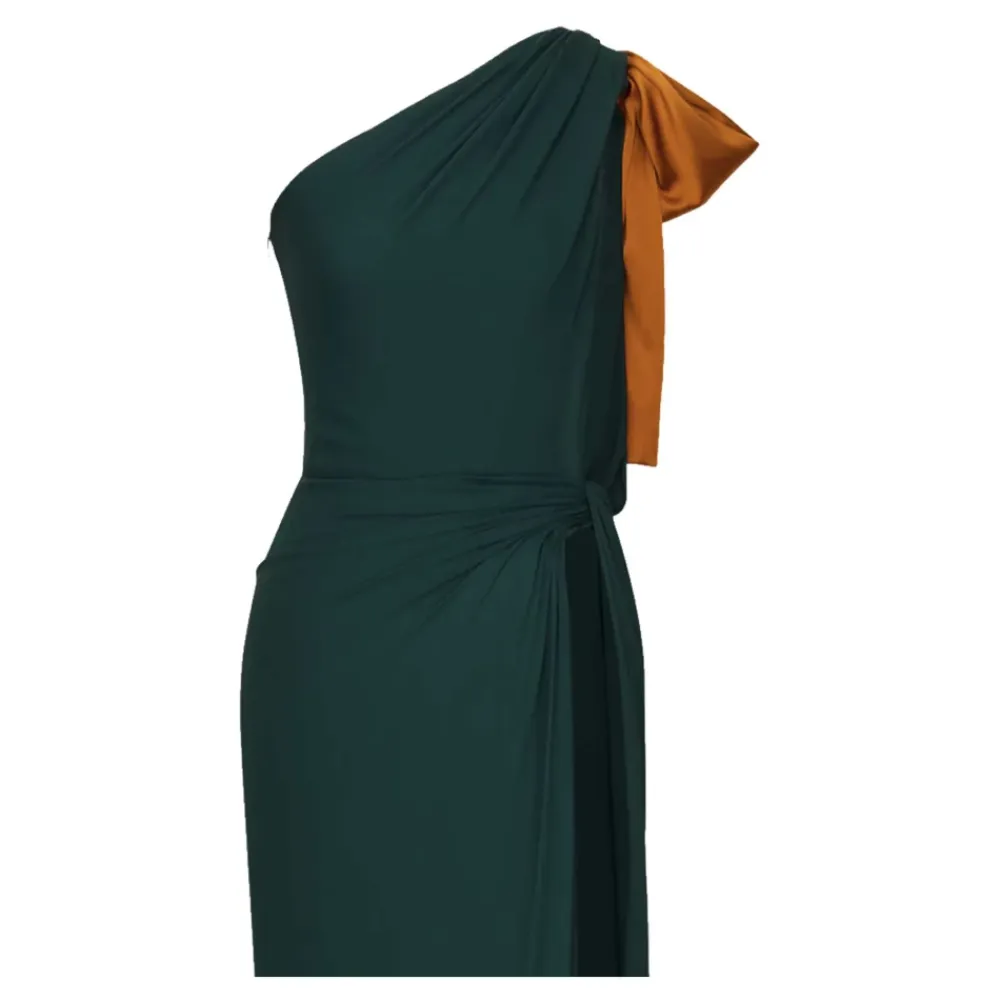Kjoler^Saint Laurent One-shoulder kjole i silke crepe muslin Grøn