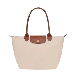 Skuldertasker<Longchamp Original Skuldertaske med trykknap og lynlås Hvid