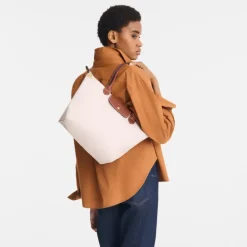 Skuldertasker<Longchamp Original Skuldertaske med trykknap og lynlås Hvid