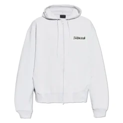 Trøjer<Balenciaga Over Zip-Up Hættetrøje Grå