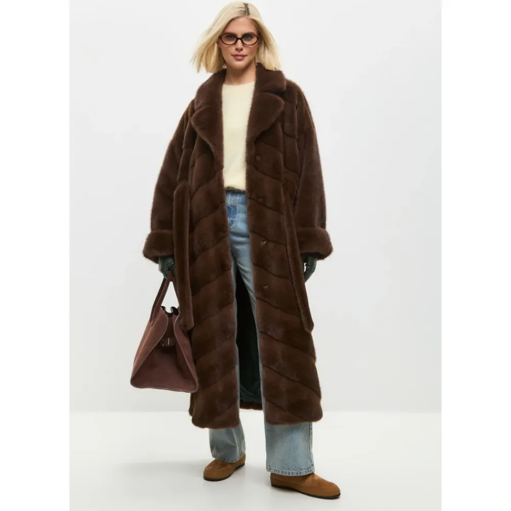 Frakker<Cesare Gaspari Oversized Faux Fur Coat - Brun
