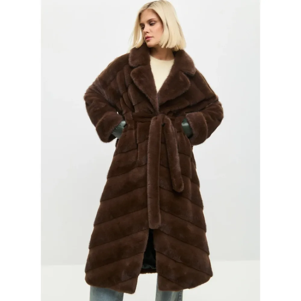 Frakker<Cesare Gaspari Oversized Faux Fur Coat - Brun