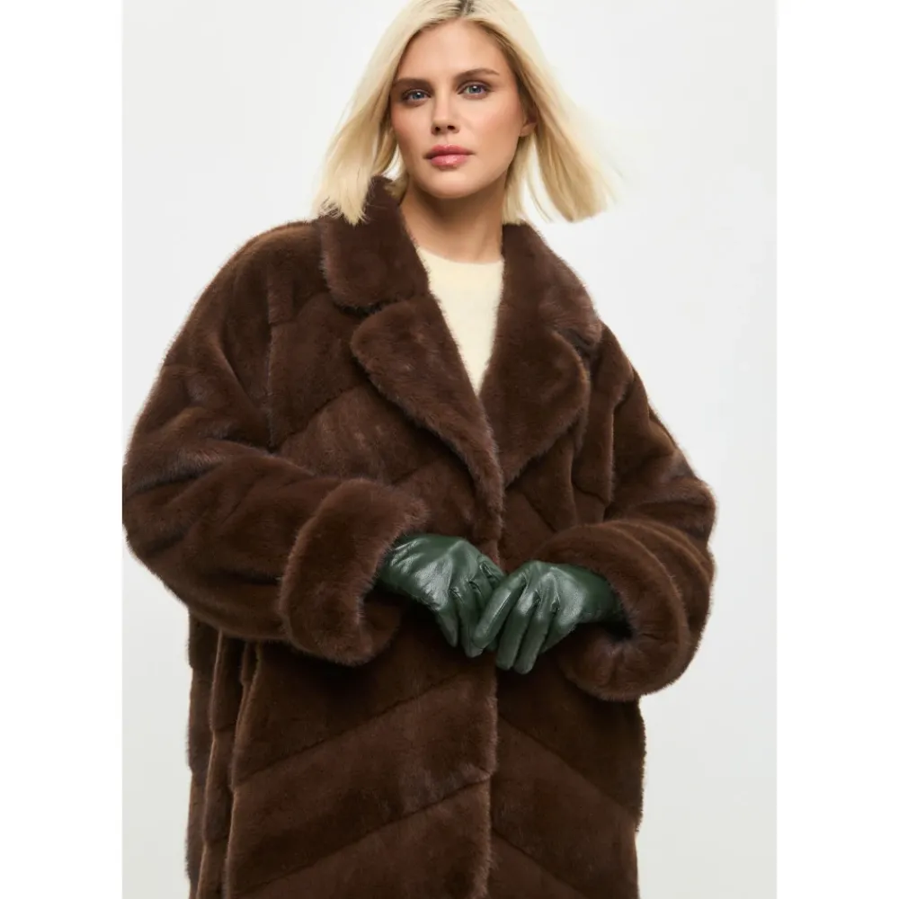 Frakker<Cesare Gaspari Oversized Faux Fur Coat - Brun