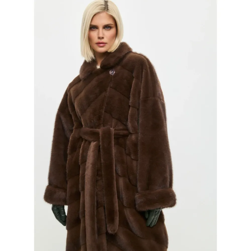 Frakker<Cesare Gaspari Oversized Faux Fur Coat - Brun