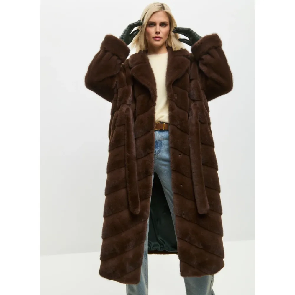 Frakker<Cesare Gaspari Oversized Faux Fur Coat - Brun