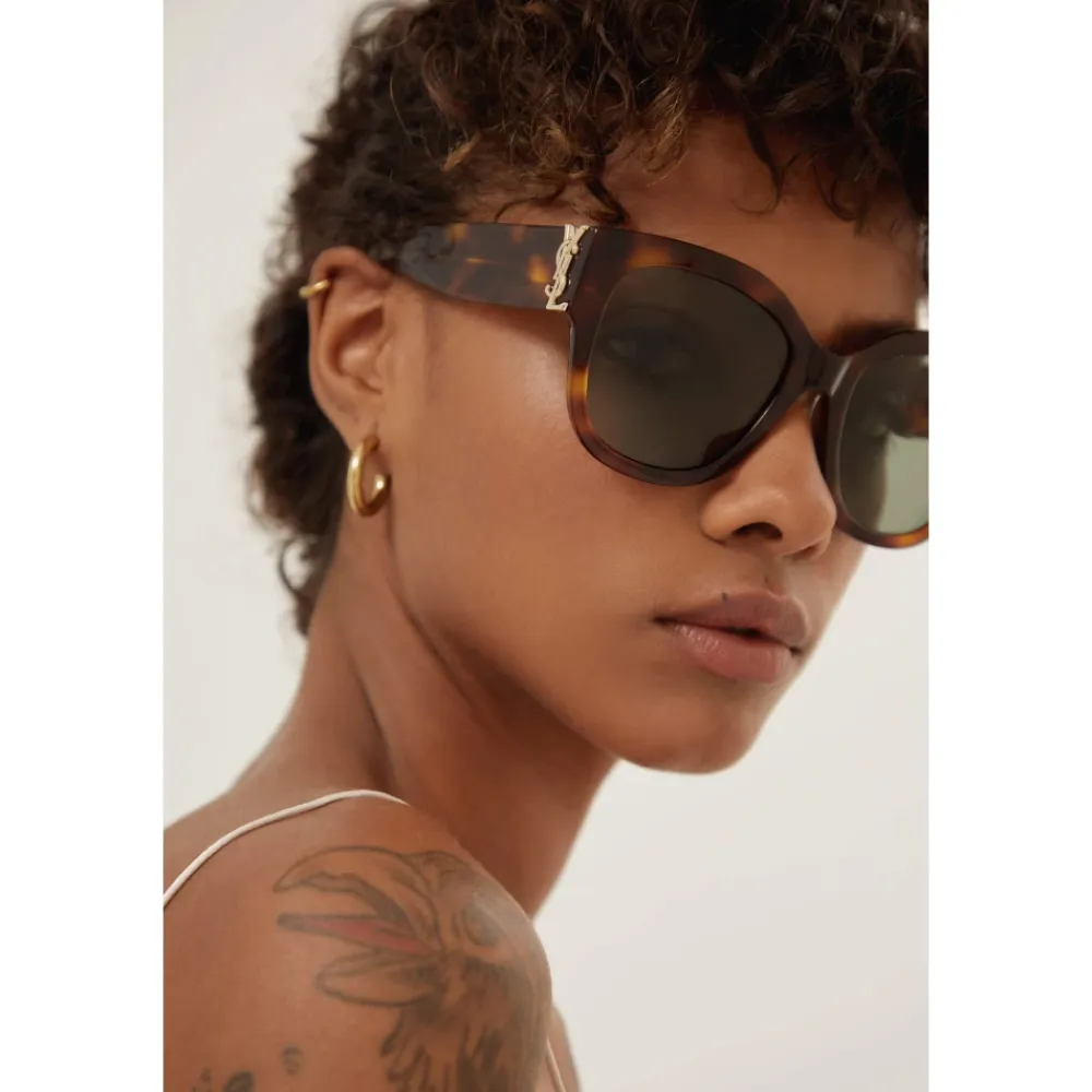 Solbriller<Saint Laurent Oversized Havana Cat Eye Solbriller Brun