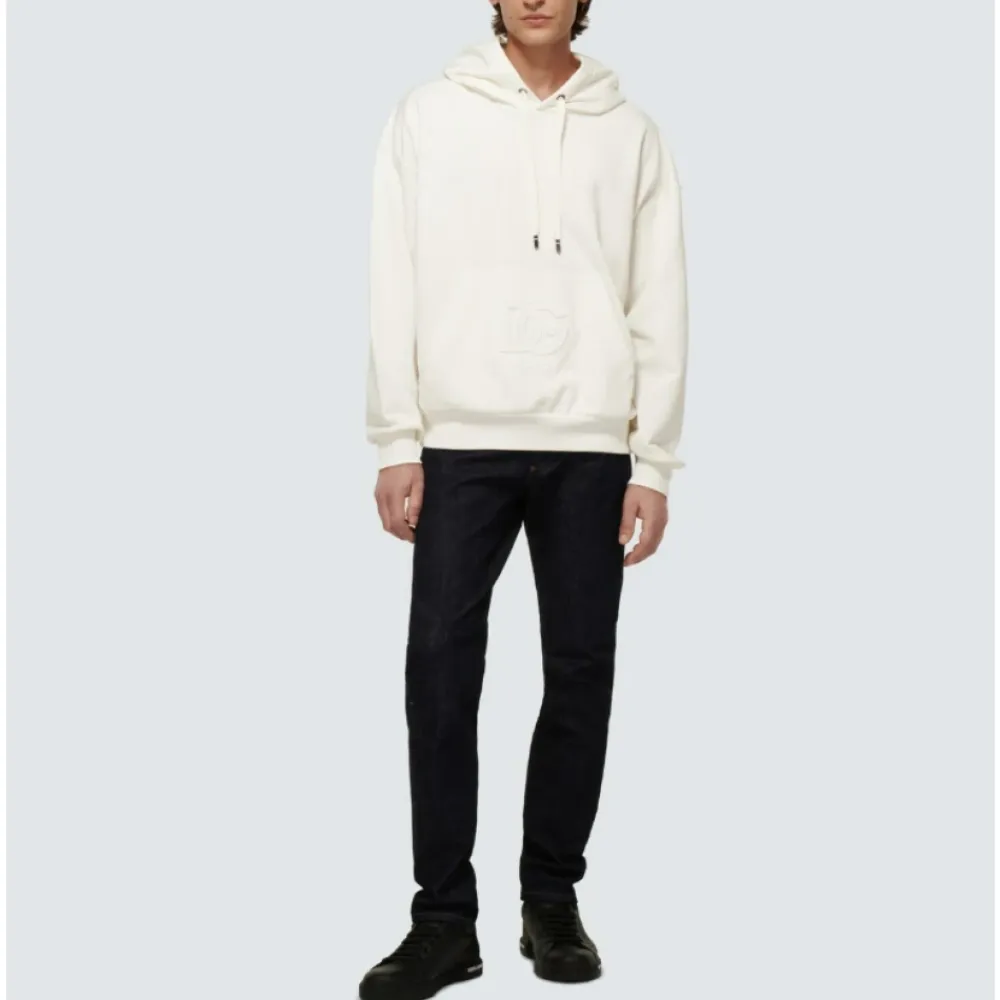 Trøjer<Dolce & Gabbana Oversized Hættetrøje Hvid
