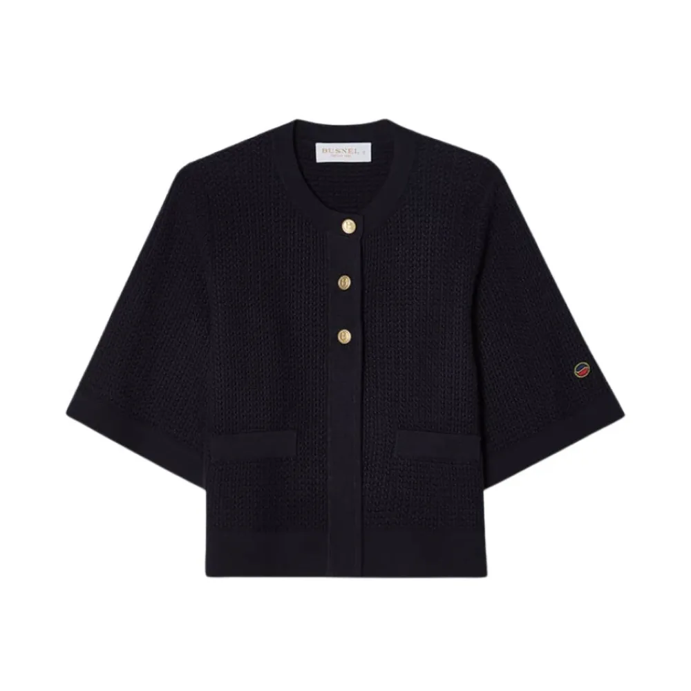 Striktrøjer & Sweatere<Busnel Palmer Textured Cotton Cardigan Blå