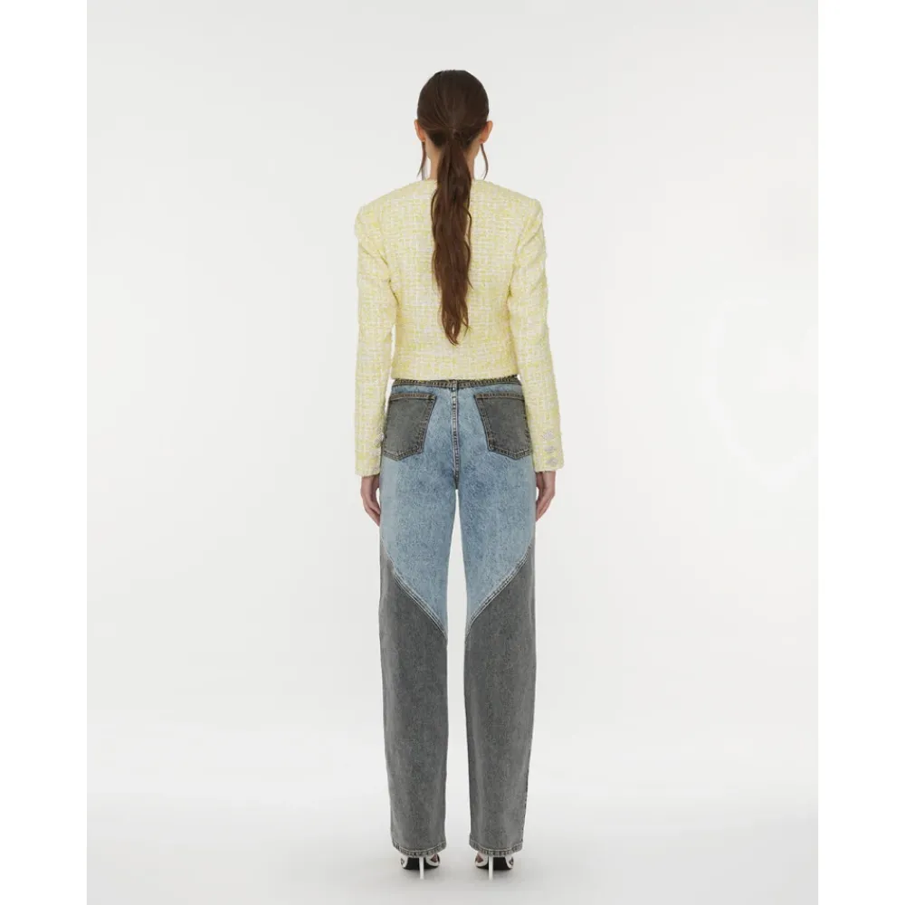 Jeans<ROTATE Birger Christensen Patchwork Straight-Leg Jeans Blå