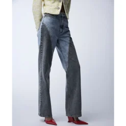 Jeans<ROTATE Birger Christensen Patchwork Straight-Leg Jeans Blå