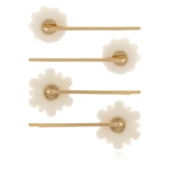 Hår Tilbehør<Self Portrait Pearl Flower Hairclips Beige