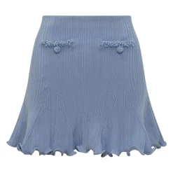 Nederdele<Self Portrait Pearl Trim Knit Mini Skirt Blå