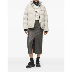 Jakker<Karl Lagerfeld Pearlised Puffer Jacket Beige