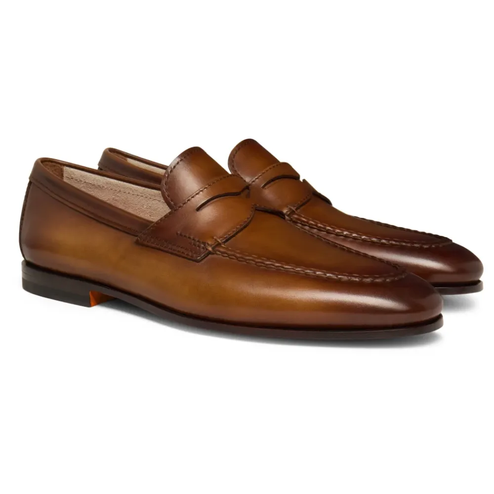 Loafers<Santoni Penny Loafer Brun