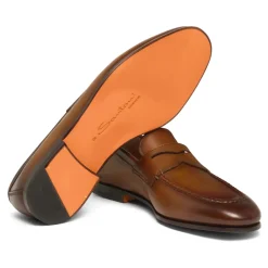 Loafers<Santoni Penny Loafer Brun