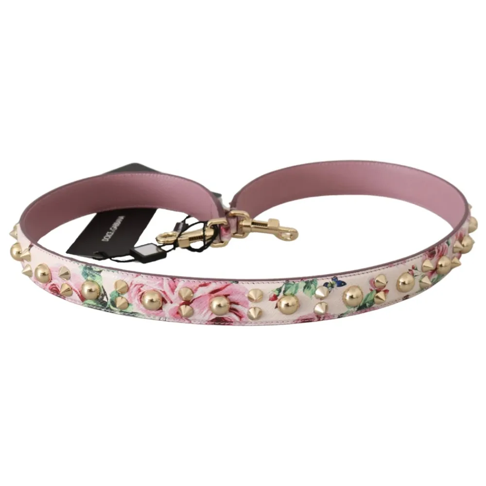 Bæltetasker<Dolce & Gabbana Floral Læder Stud Acry Skulderrem Pink