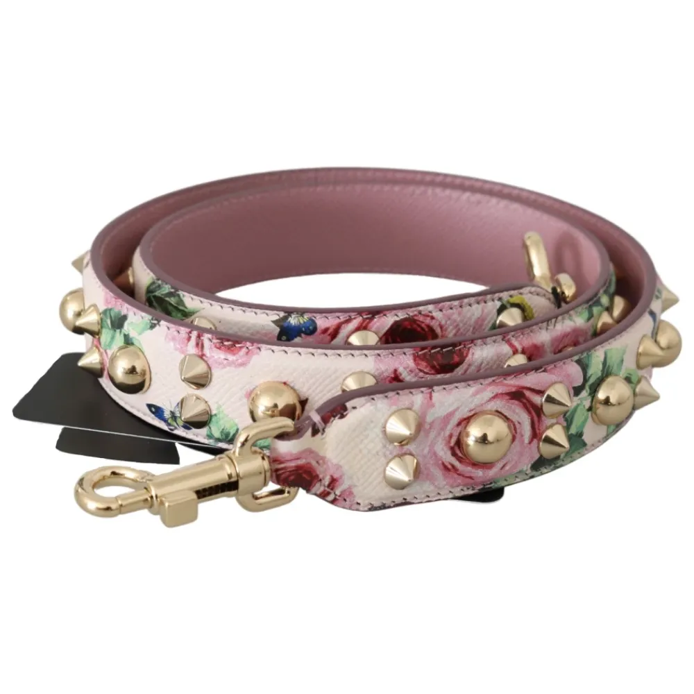 Bæltetasker<Dolce & Gabbana Floral Læder Stud Acry Skulderrem Pink