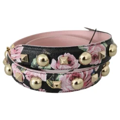 Tilbehør Til Tasker<Dolce & Gabbana Floral Læder Stud Acry Skulderrem Pink