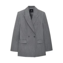 Jakker^Anine Bing Pinstripe Double-Breasted Blazer Grå