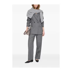 Jakker^Anine Bing Pinstripe Double-Breasted Blazer Grå