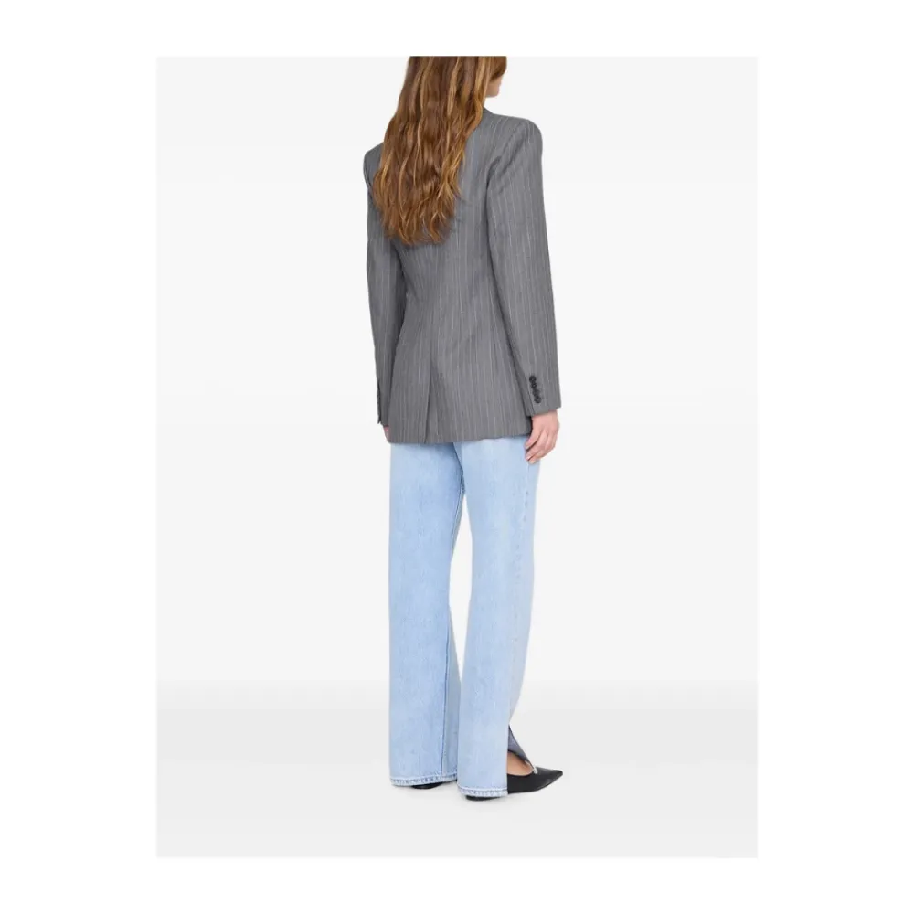 Jakker^Anine Bing Pinstripe Double-Breasted Blazer Grå
