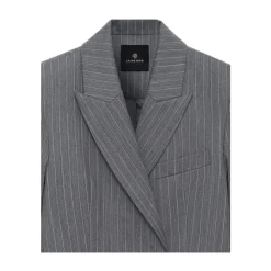 Jakker^Anine Bing Pinstripe Double-Breasted Blazer Grå