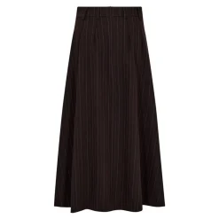 Nederdele<Co'Couture Pinstripe Plisseret Nederdel i Mørke Brun
