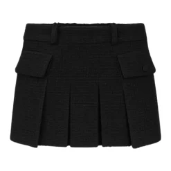 Nederdele<Elisabetta Franchi Pleated Tweed Miniskirt Sort