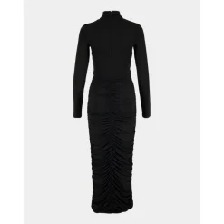 Kjoler<Balmain Plisseret Jersey Midi Kjole Sort