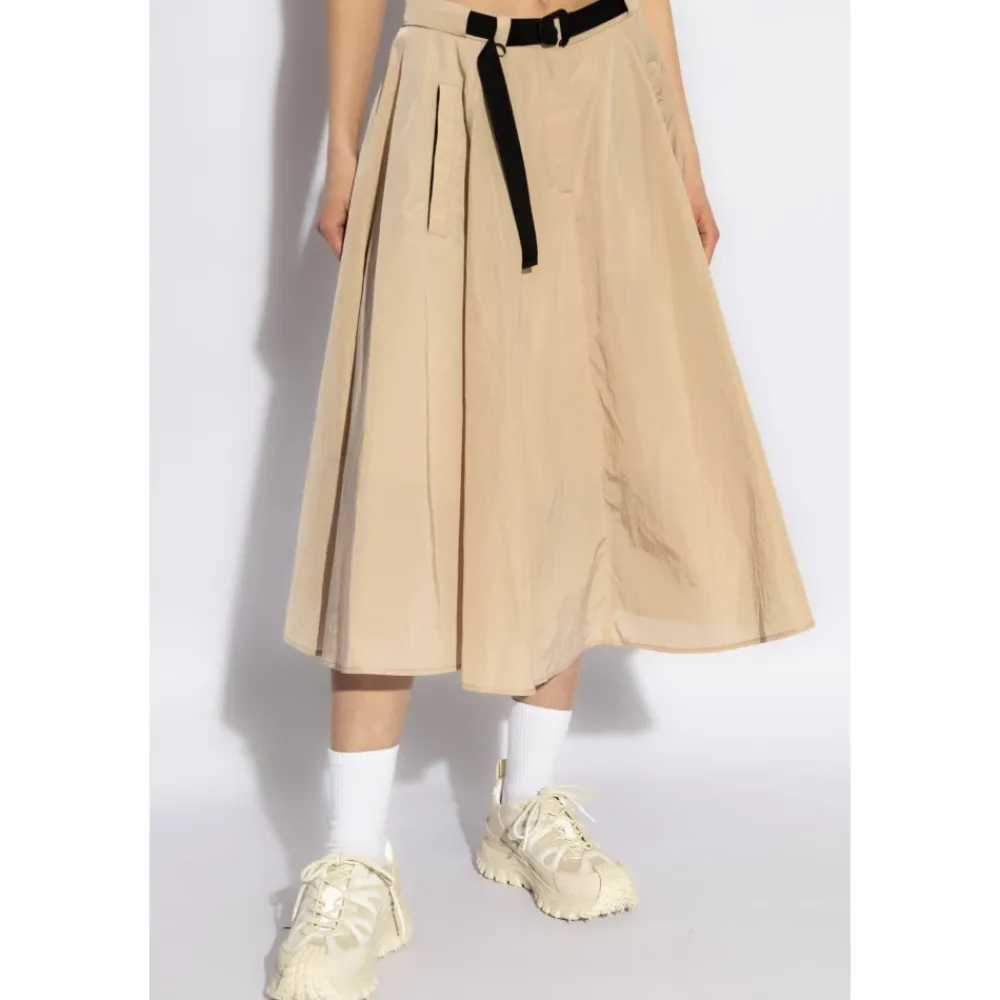 Nederdele<Moncler Plisseret Midi Nederdel Beige