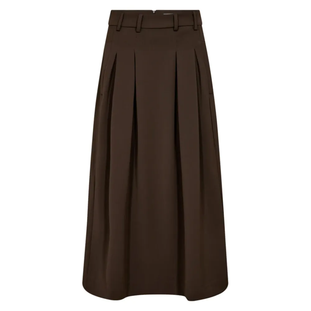 Nederdele^Co'Couture Plisseret nederdel med bæltestropper Brun