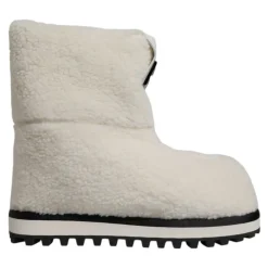 Vinterstøvler^Dolce & Gabbana Plys Logo Polstrede Mid-Calf Støvler Hvid