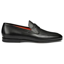 Loafers^Santoni Polerede Penny Loafers i Læder Sort