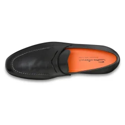 Loafers^Santoni Polerede Penny Loafers i Læder Sort